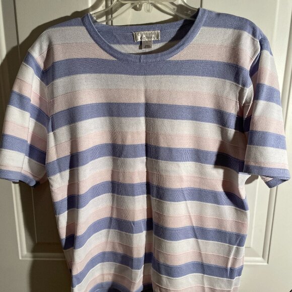 Christopher and Banks striped short sleeve sweater size large - Picture 1 of 1